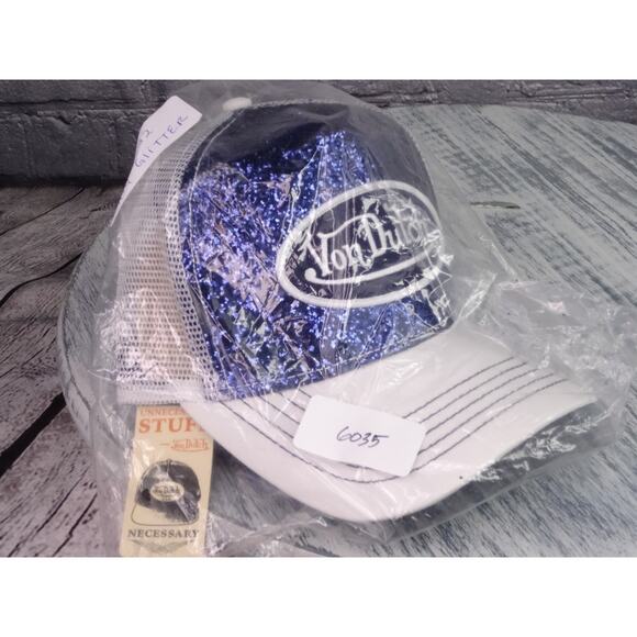 Von Dutch Navy Sequin Cap with White Mesh main image 2
